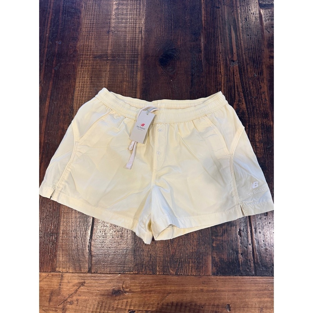 New Balance Made in USA Women Nylon Shorts Pale Yellow WS51541 DGL XL NWT
